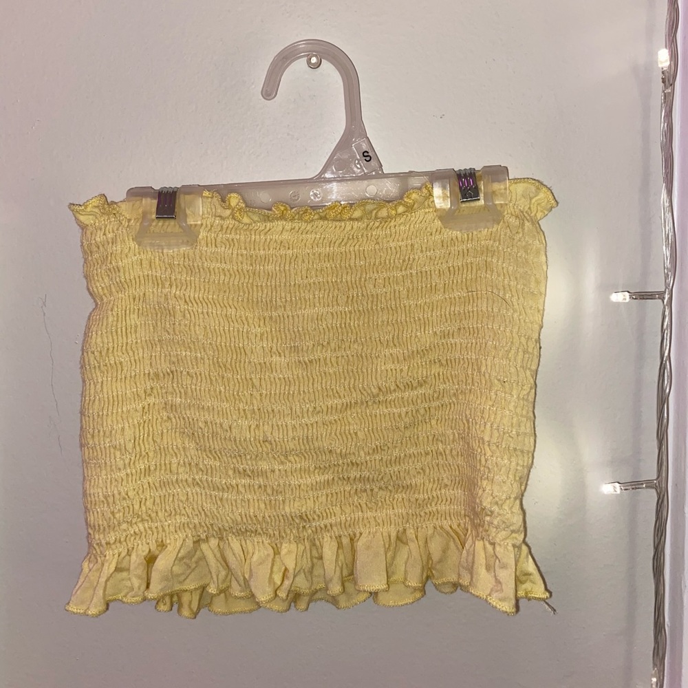 smocked ruffle tube top